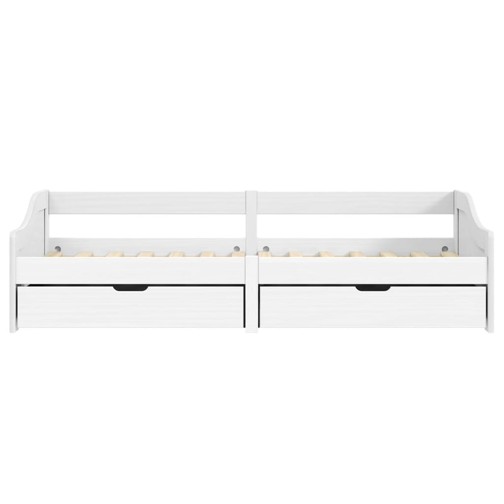 Slaapbank met 2 lades IRUN 90x200 cm massief grenenhout wit is nu te koop bij PeponiXL, paradijselijk wonen!