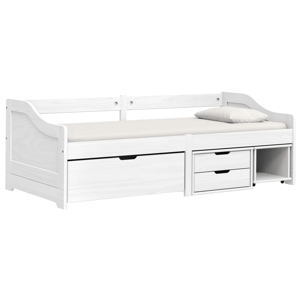 Slaapbank met 3 lades IRUN 90x200 cm massief grenenhout wit is nu te koop bij PeponiXL, paradijselijk wonen!