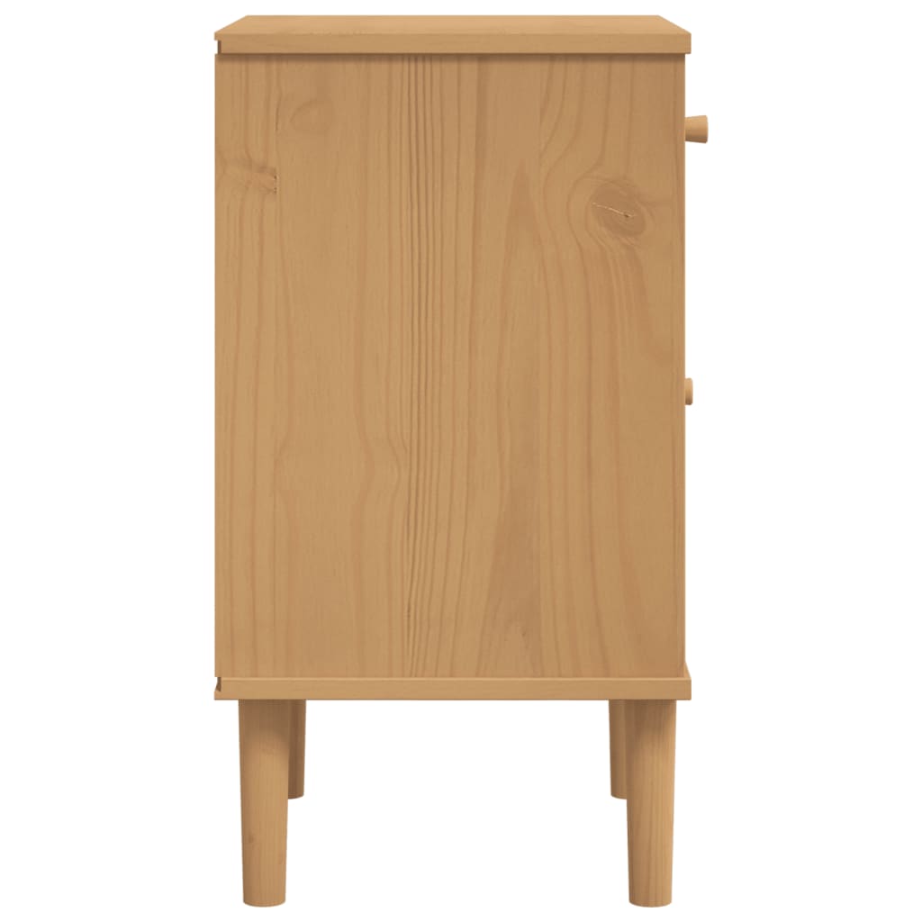 Nachtkastje SENJA rattan-look 40x35x65 cm grenenhout bruin is nu te koop bij PeponiXL, paradijselijk wonen!