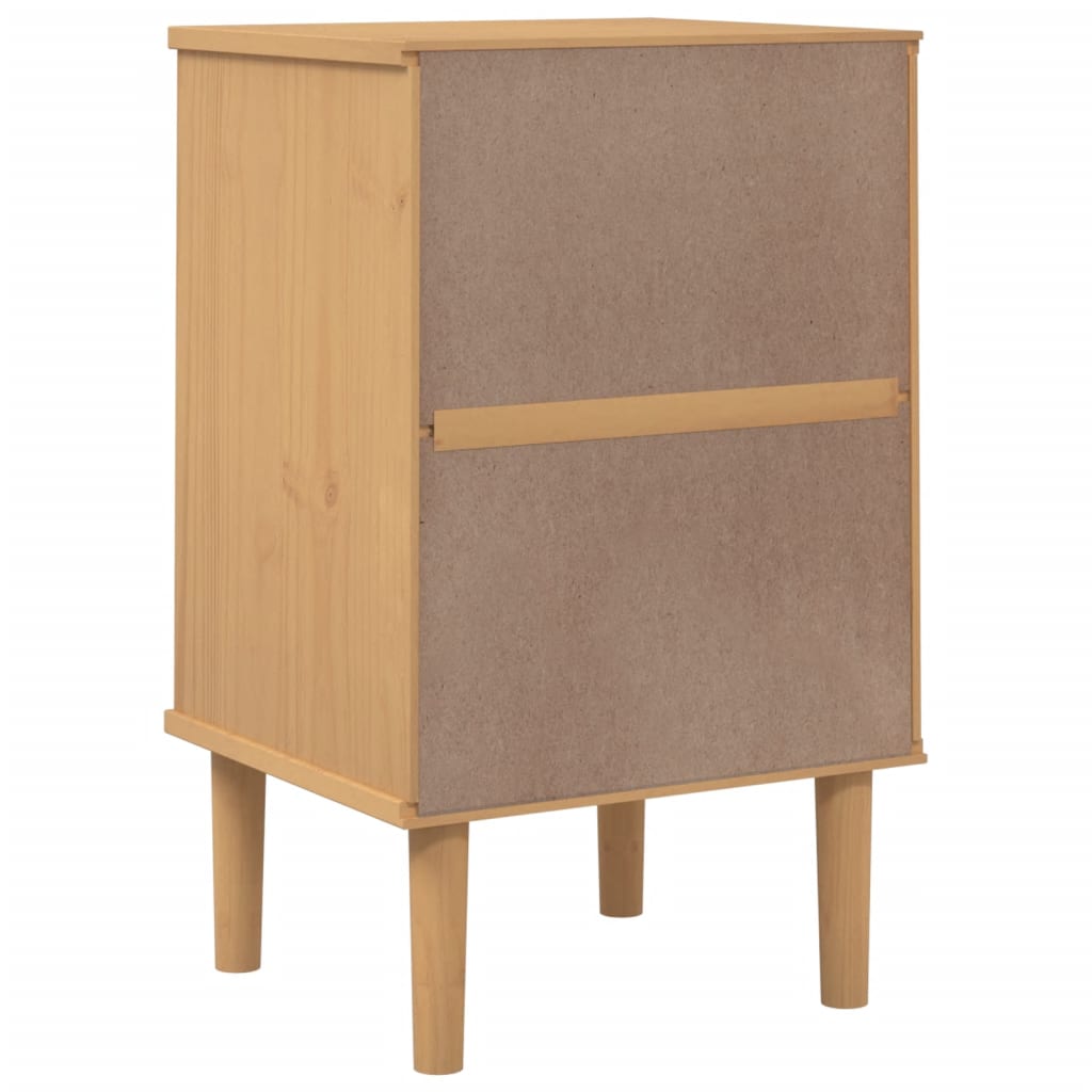 Nachtkastje SENJA rattan-look 40x35x65 cm grenenhout bruin is nu te koop bij PeponiXL, paradijselijk wonen!