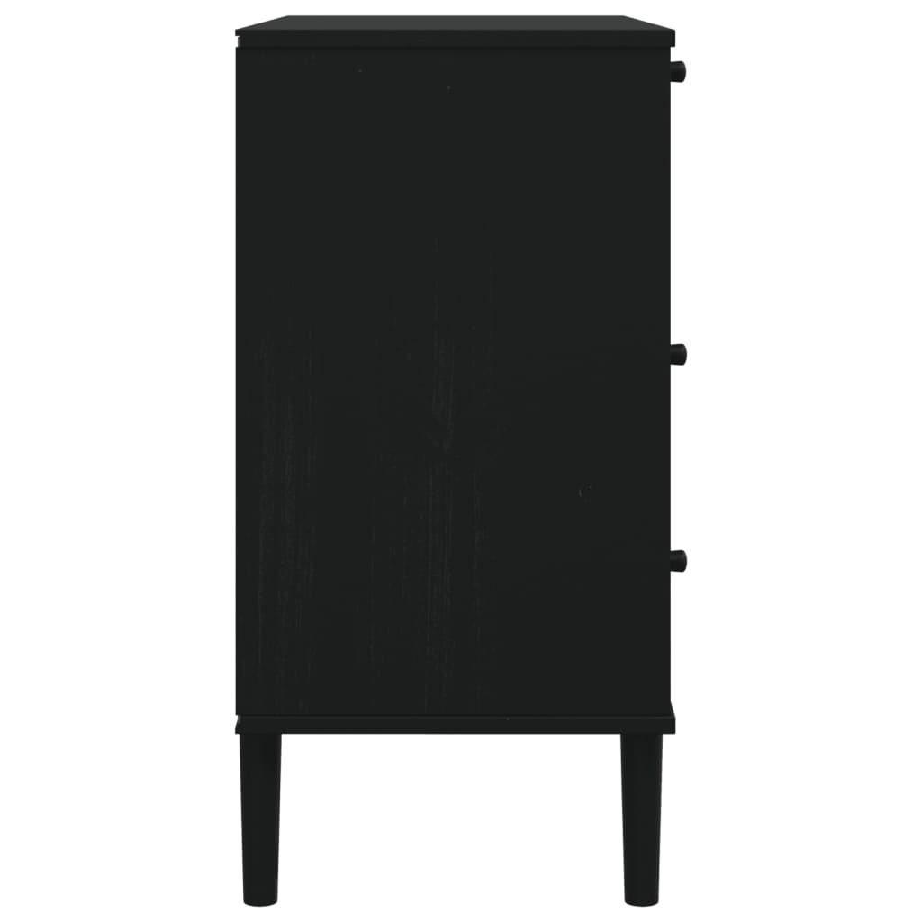 Ladekast SENJA rattan-look 80x40x80 cm massief grenenhout zwart is nu te koop bij PeponiXL, paradijselijk wonen!
