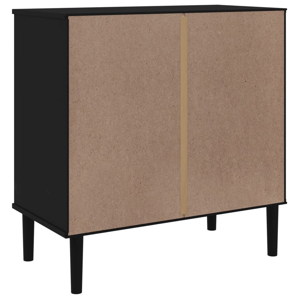 Ladekast SENJA rattan-look 80x40x80 cm massief grenenhout zwart is nu te koop bij PeponiXL, paradijselijk wonen!