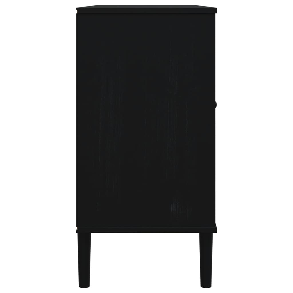 Dressoir SENJA rattan-look 112x40x80 cm grenenhout zwart is nu te koop bij PeponiXL, paradijselijk wonen!