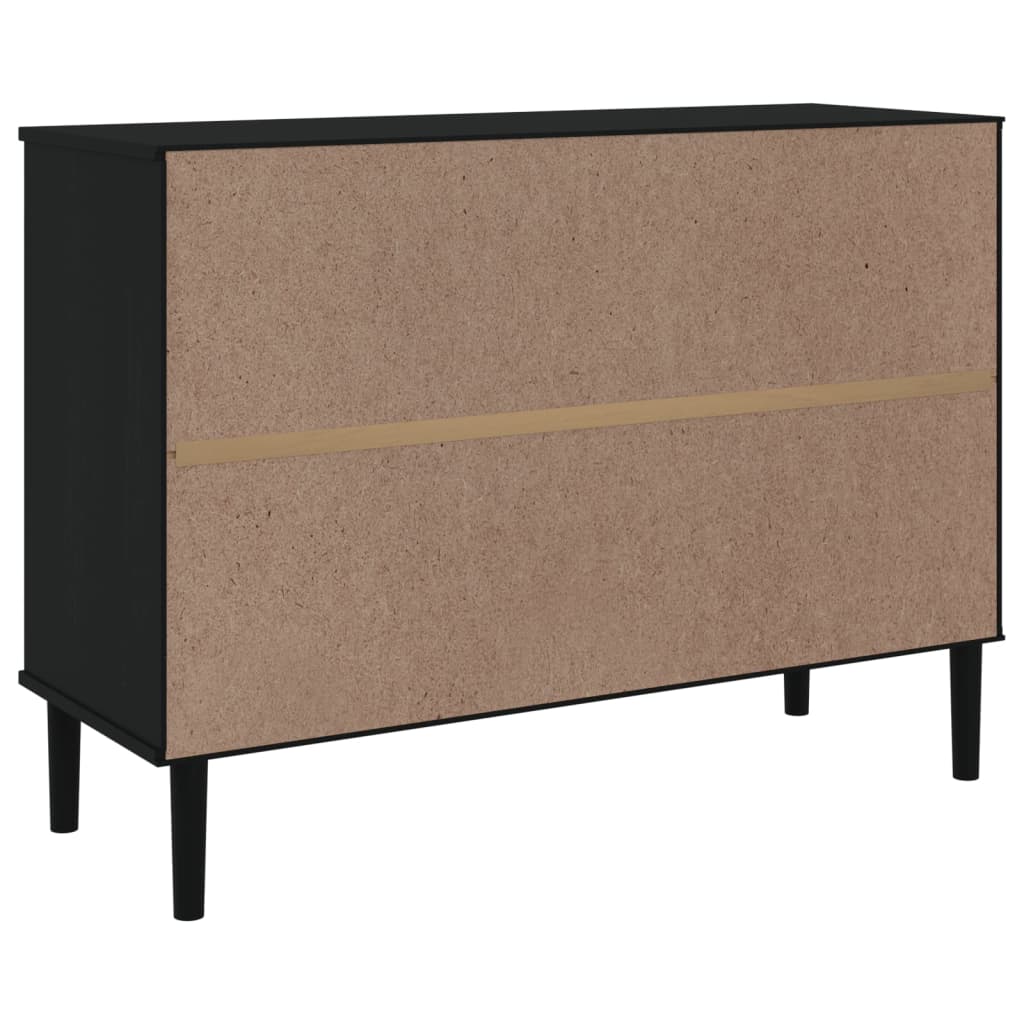 Dressoir SENJA rattan-look 112x40x80 cm grenenhout zwart is nu te koop bij PeponiXL, paradijselijk wonen!