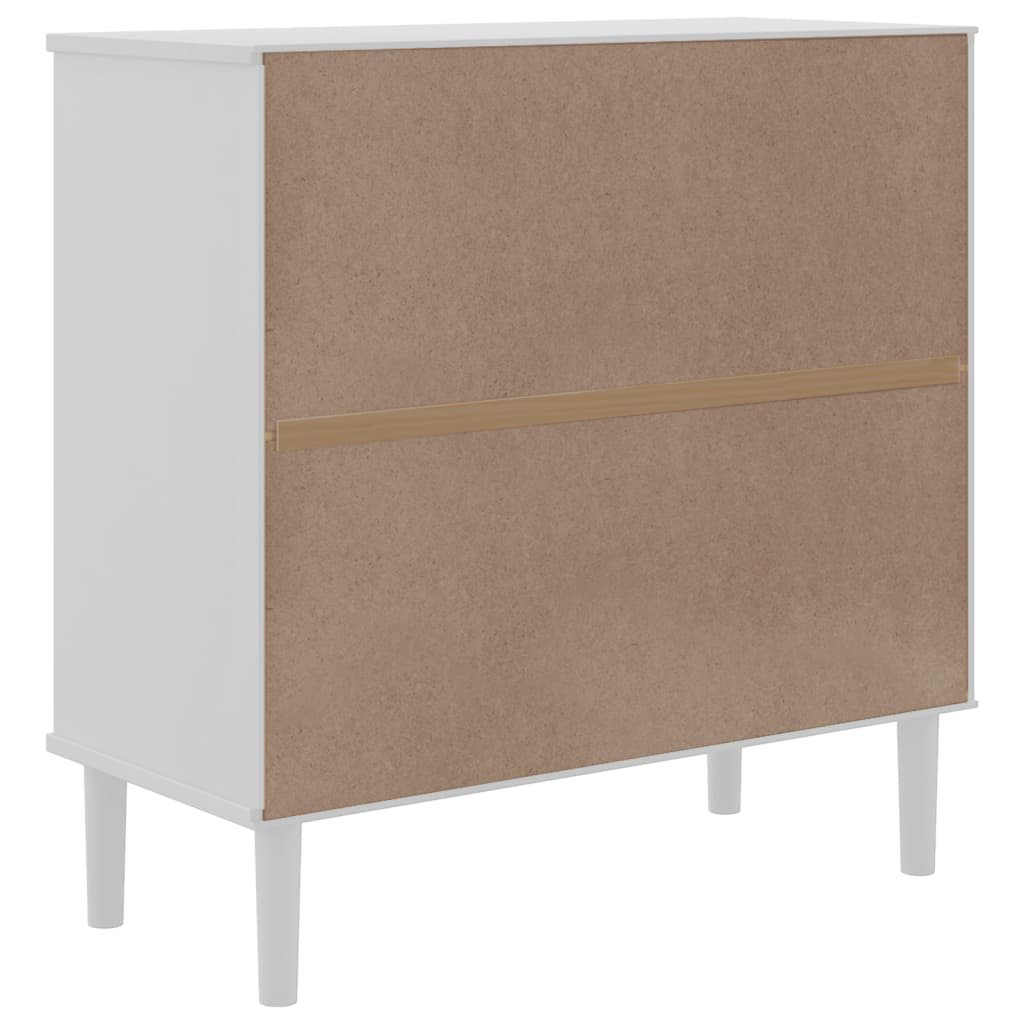 Dressoir SENJA 80x35x80 cm rattan look massief grenenhout wit is nu te koop bij PeponiXL, paradijselijk wonen!