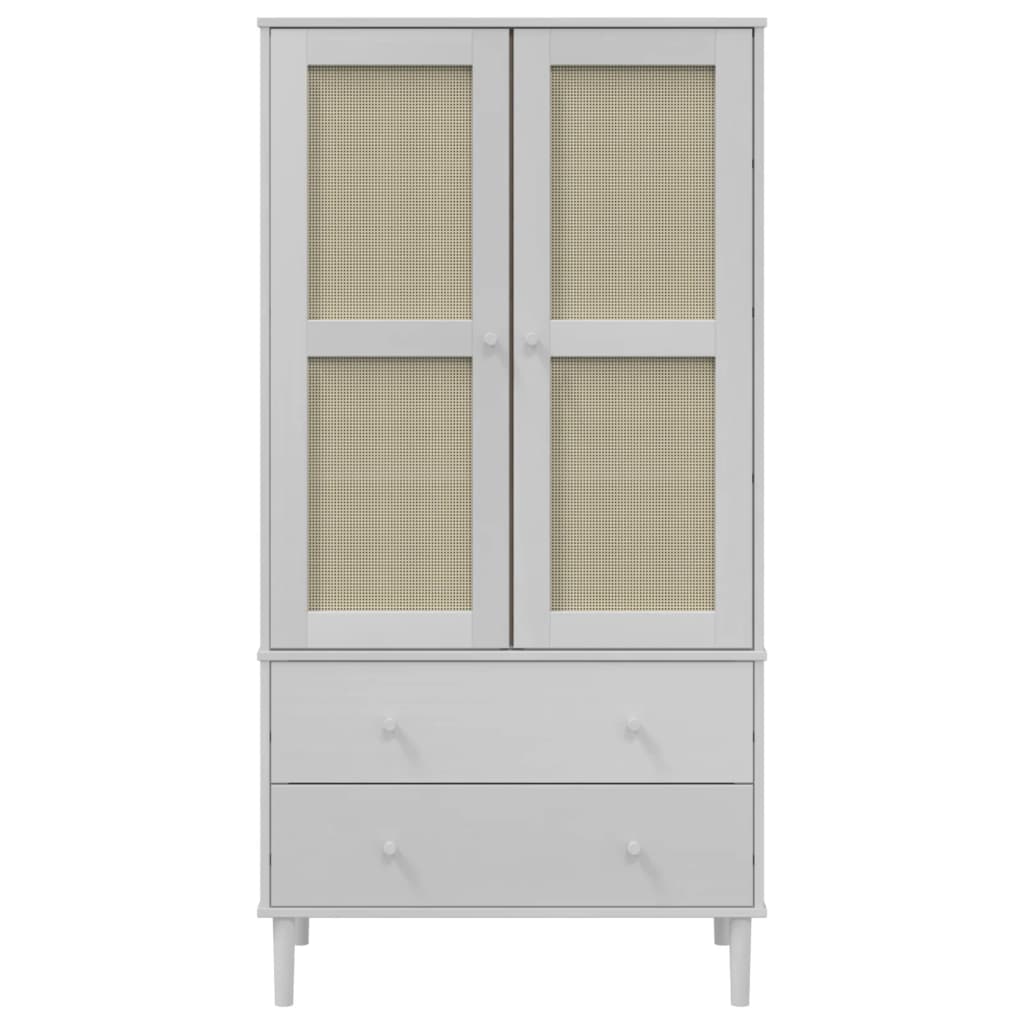 Kledingkast SENJA 90x55x175 cm rattan look grenenhout wit is nu te koop bij PeponiXL, paradijselijk wonen!