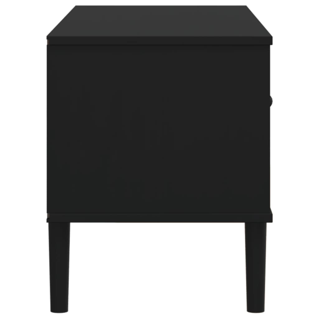 Tv-meubel SENJA 106x40x49 cm rattan massief grenenhout zwart is nu te koop bij PeponiXL, paradijselijk wonen!