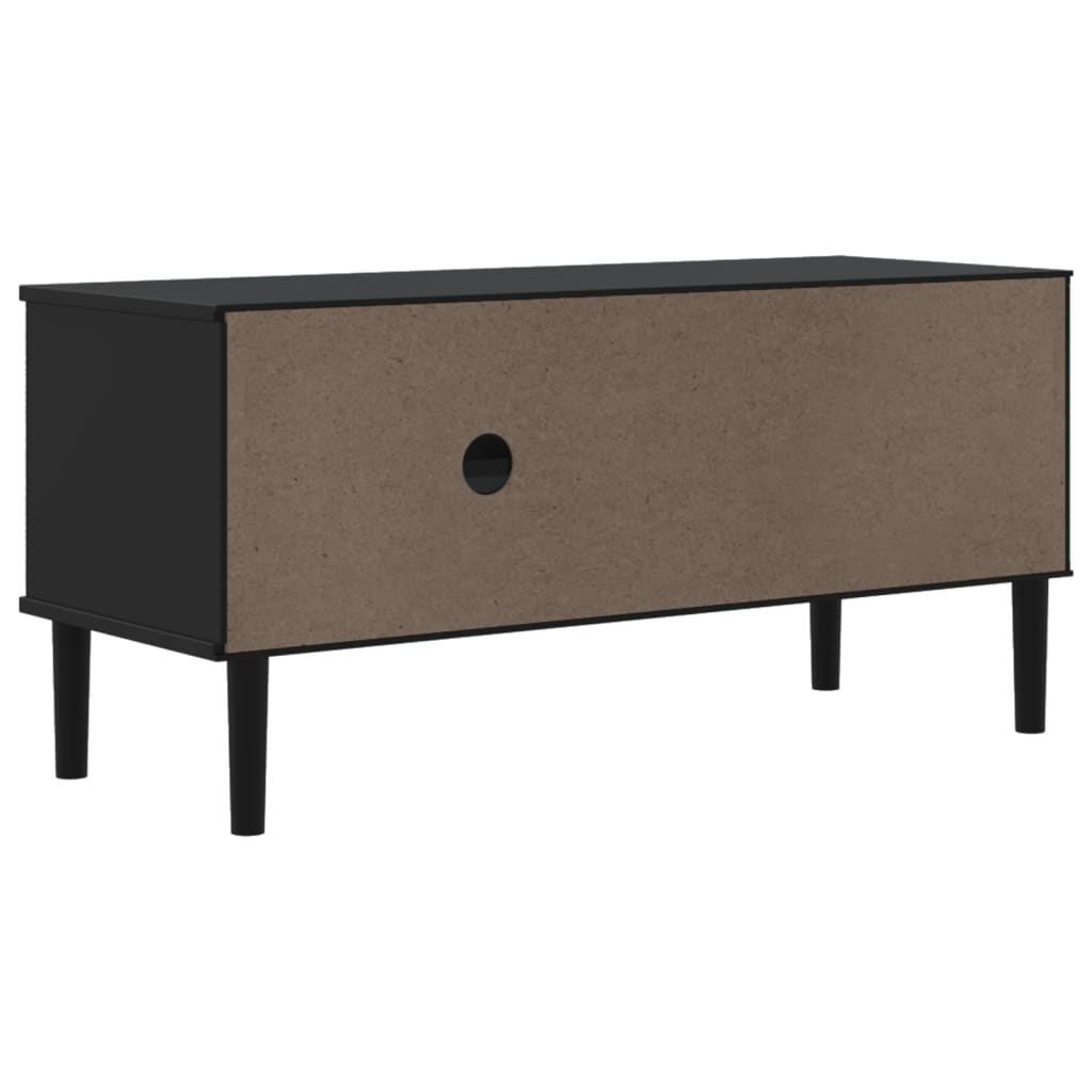 Tv-meubel SENJA 106x40x49 cm rattan massief grenenhout zwart is nu te koop bij PeponiXL, paradijselijk wonen!