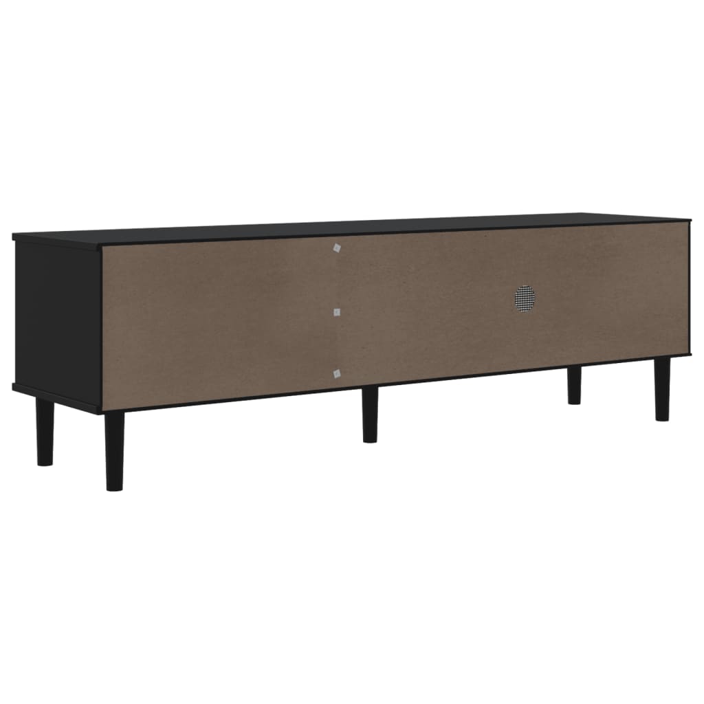 Tv-meubel SENJA 158x40x49 cm rattan-look massief grenen zwart is nu te koop bij PeponiXL, paradijselijk wonen!