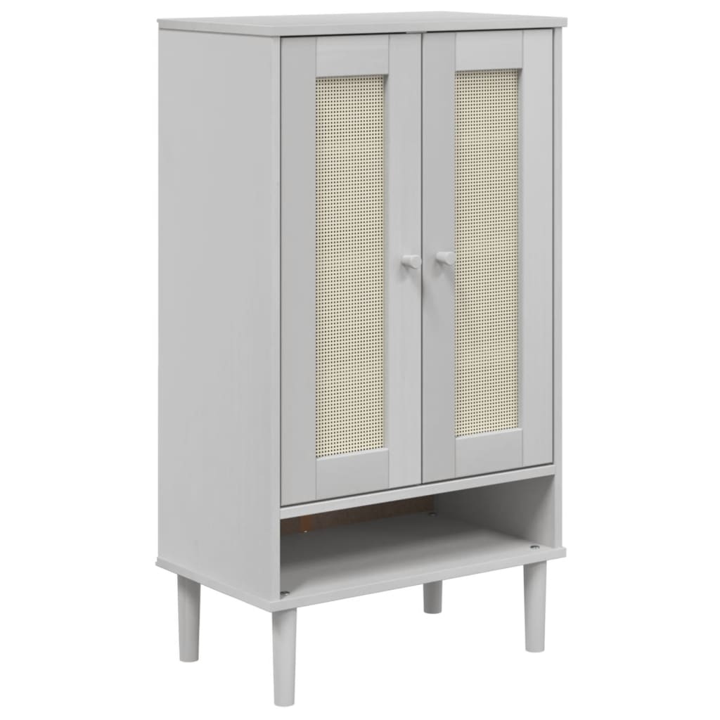 Schoenenkast SENJA 59,5x35x107 cm rattan look grenenhout wit is nu te koop bij PeponiXL, paradijselijk wonen!