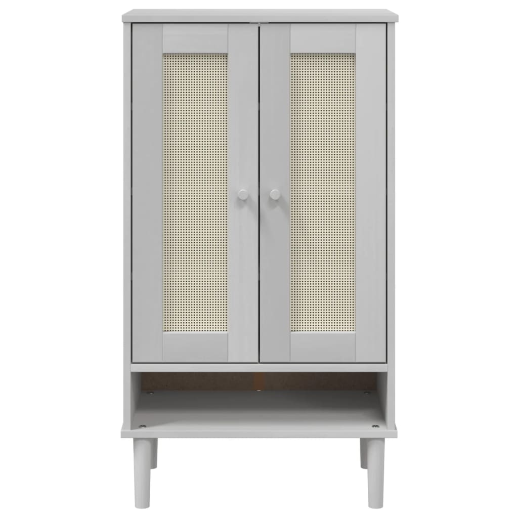 Schoenenkast SENJA 59,5x35x107 cm rattan look grenenhout wit is nu te koop bij PeponiXL, paradijselijk wonen!