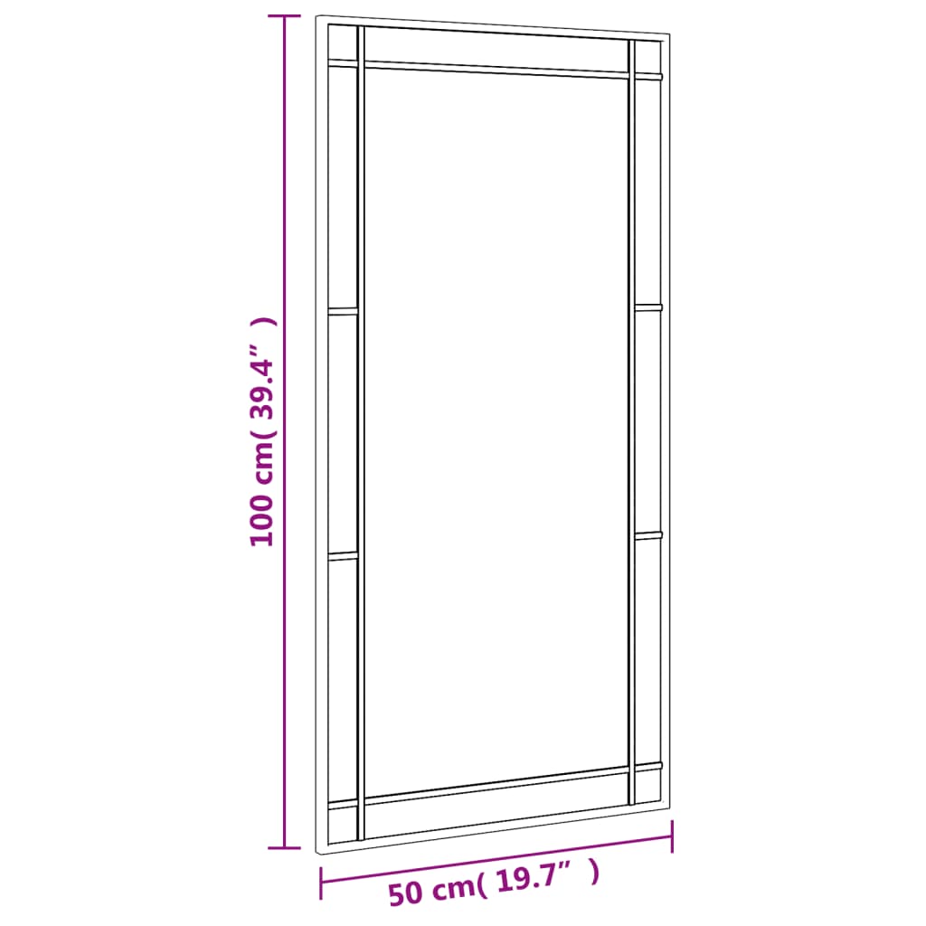 Wandspiegel rechthoekig 50x100 cm ijzer zwart is nu te koop bij PeponiXL, paradijselijk wonen!