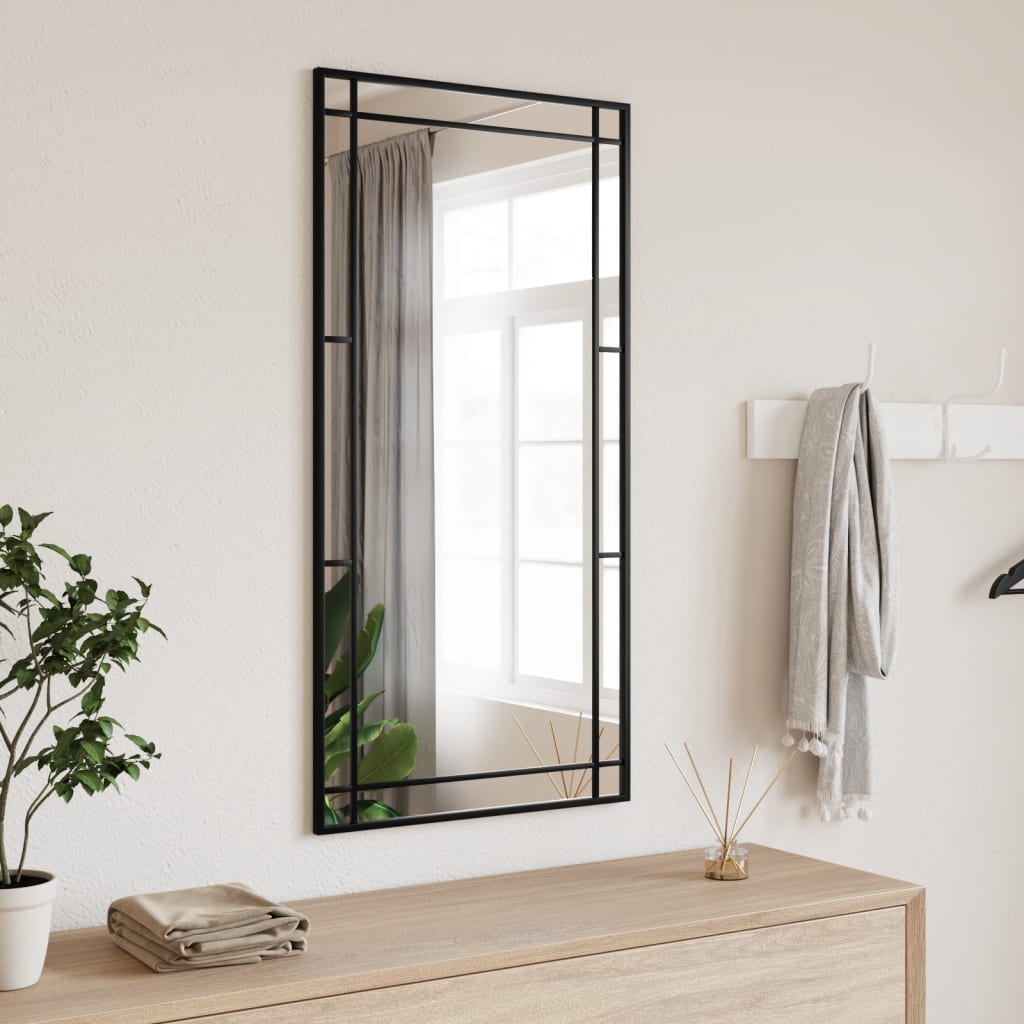 Wandspiegel rechthoekig 50x100 cm ijzer zwart is nu te koop bij PeponiXL, paradijselijk wonen!
