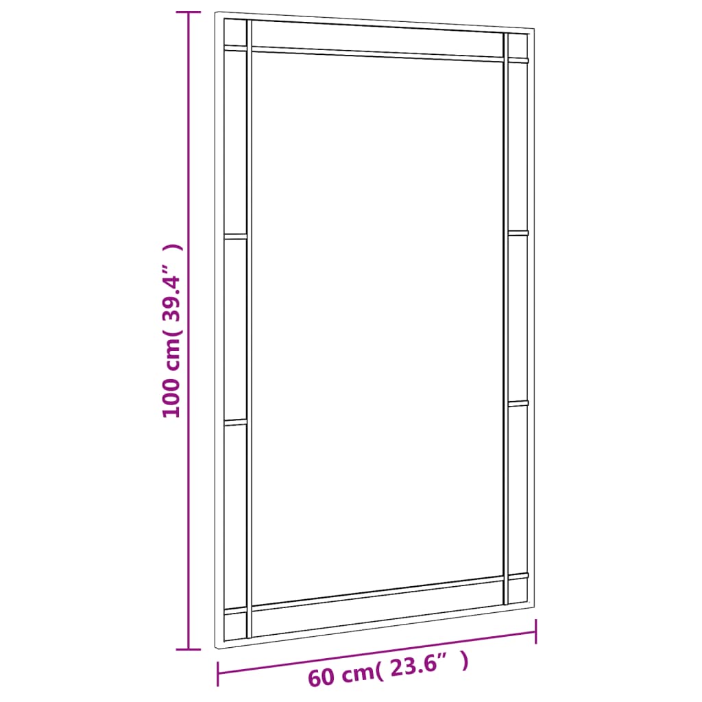 Wandspiegel rechthoekig 60x100 cm ijzer zwart is nu te koop bij PeponiXL, paradijselijk wonen!