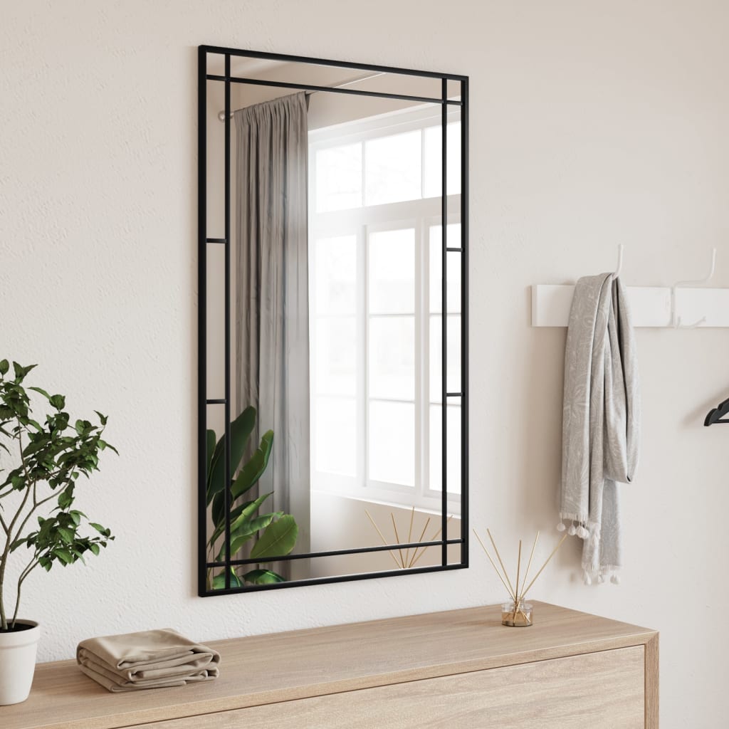 Wandspiegel rechthoekig 60x100 cm ijzer zwart is nu te koop bij PeponiXL, paradijselijk wonen!
