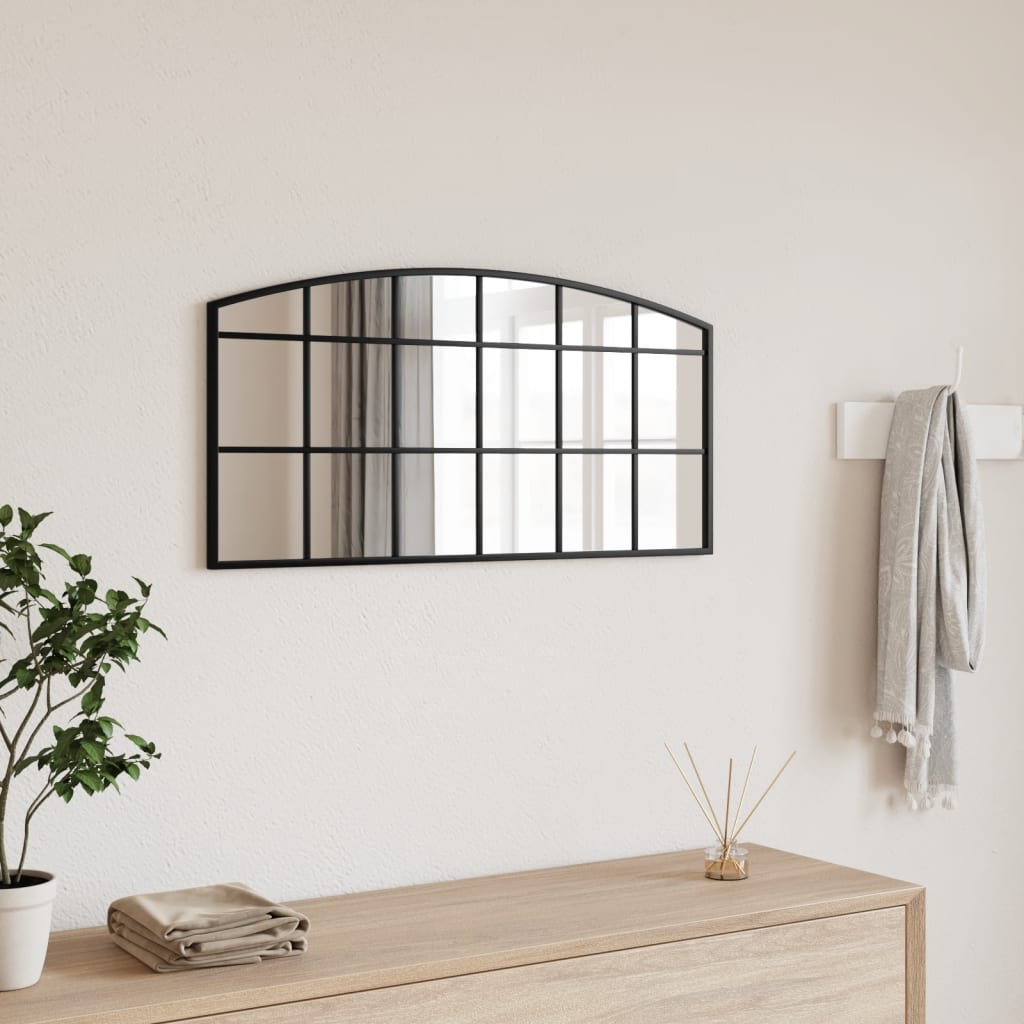 Wandspiegel boog 80x40 cm ijzer zwart is nu te koop bij PeponiXL, paradijselijk wonen!