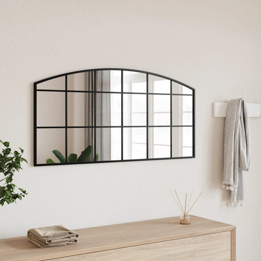 Wandspiegel boog 100x50 cm ijzer zwart is nu te koop bij PeponiXL, paradijselijk wonen!