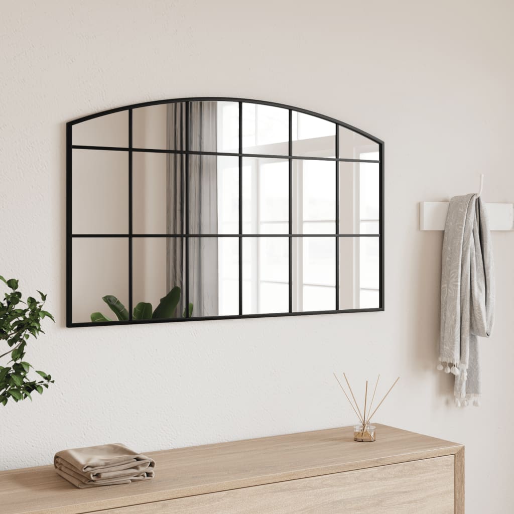 Wandspiegel boog 100x60 cm ijzer zwart is nu te koop bij PeponiXL, paradijselijk wonen!