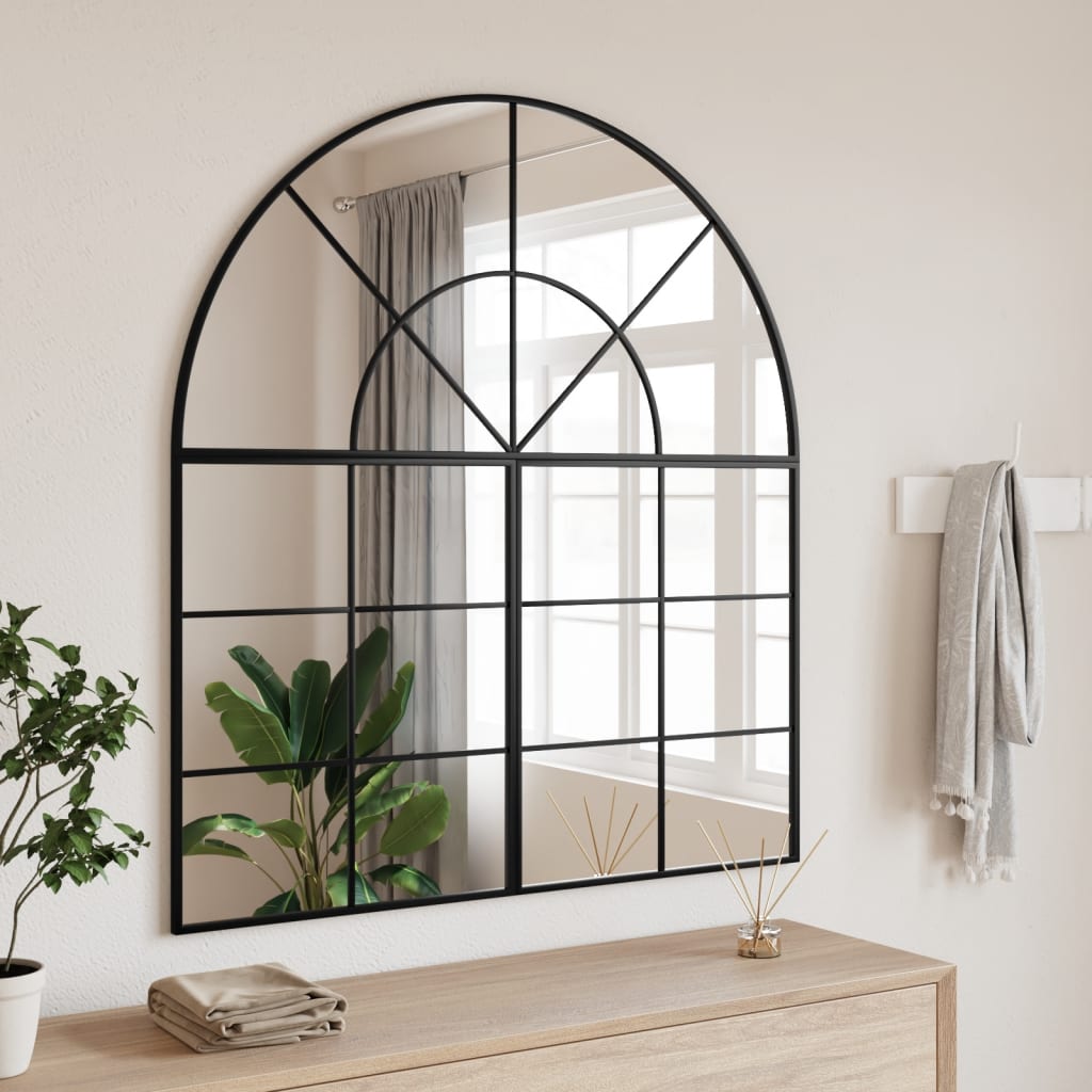 Wandspiegel boog 100x50 cm ijzer zwart is nu te koop bij PeponiXL, paradijselijk wonen!