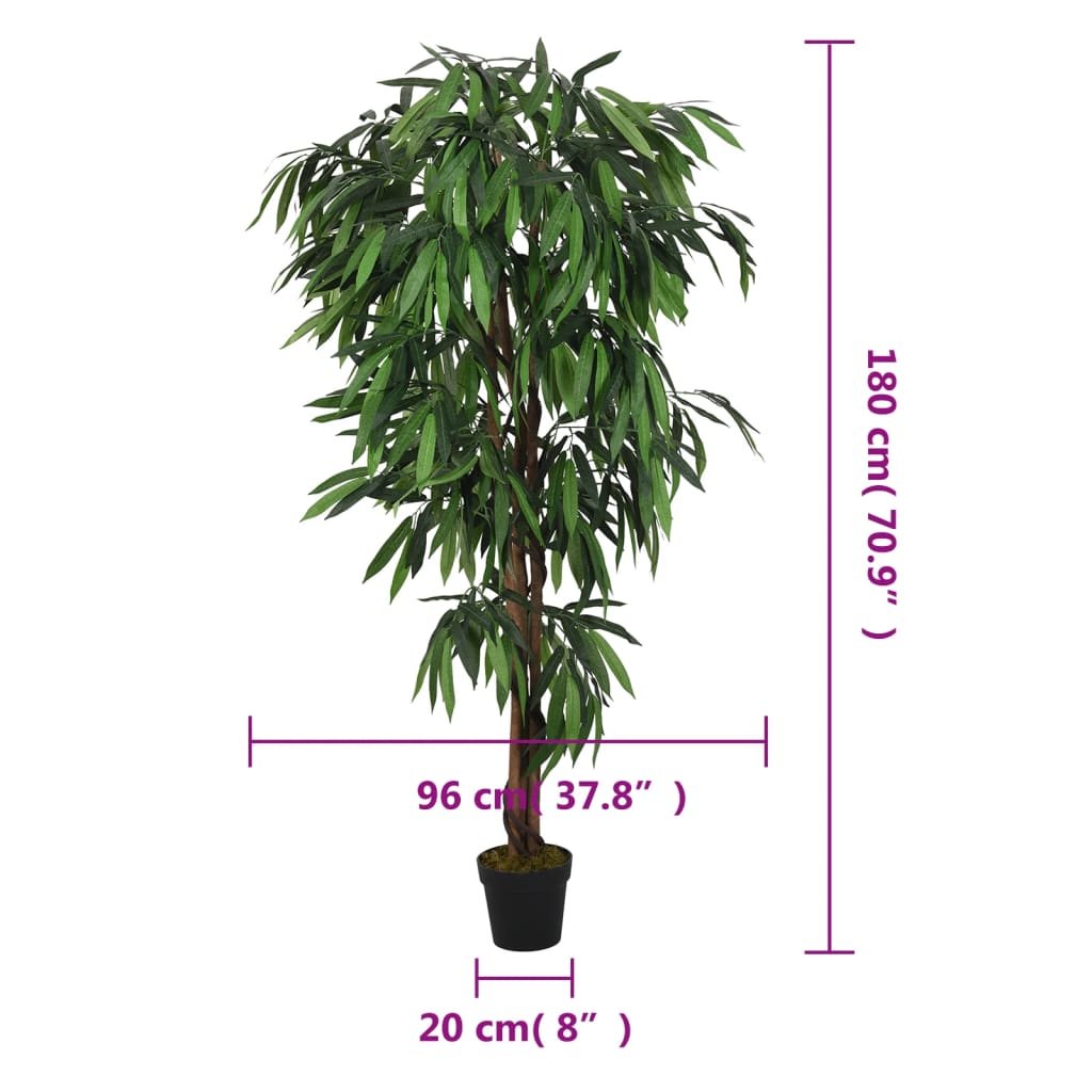 Kunstplant mangoboom 900 bladeren 180 cm groen is nu te koop bij PeponiXL, paradijselijk wonen!