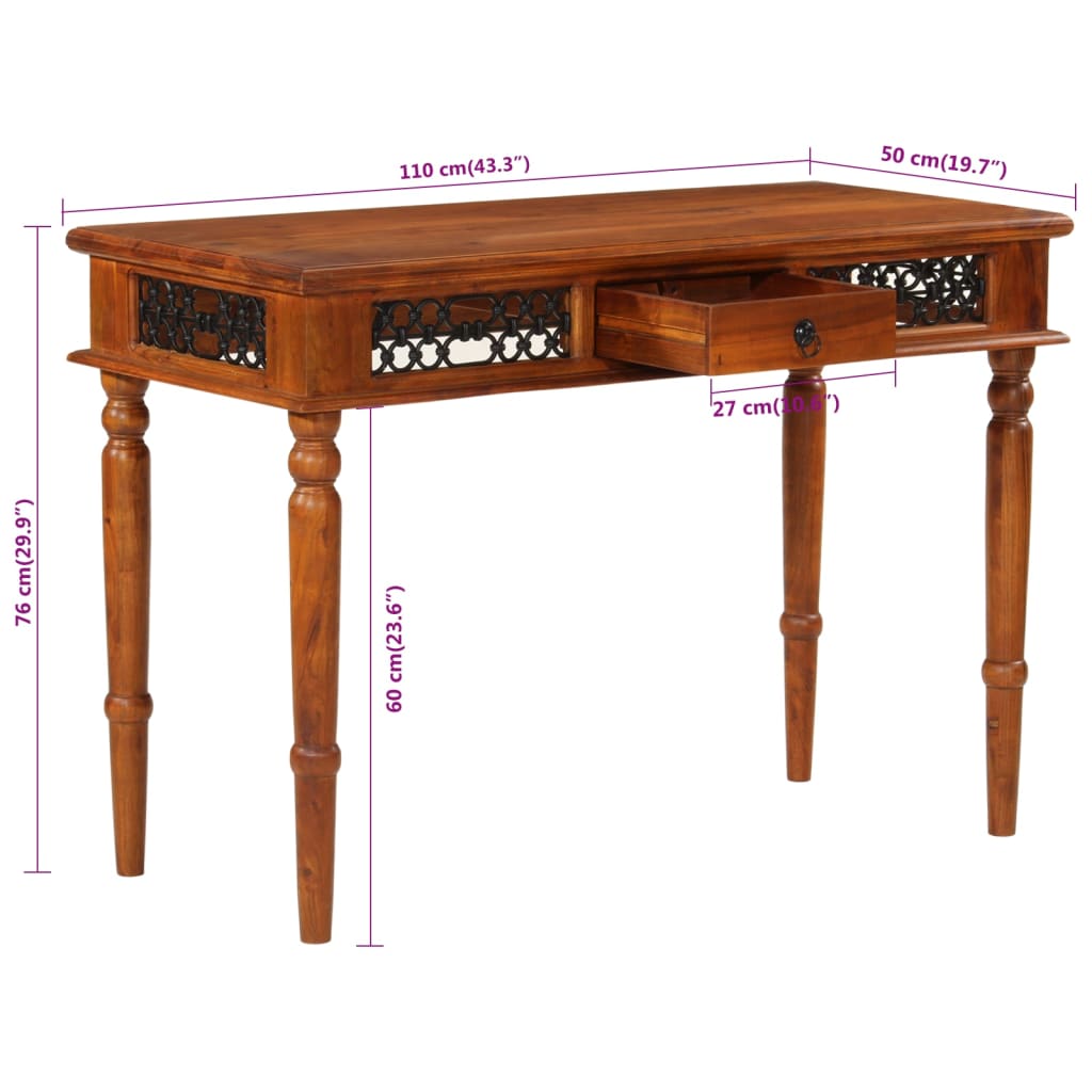 Bureau met lade 110x50x76 cm massief acaciahout is nu te koop bij PeponiXL, paradijselijk wonen!