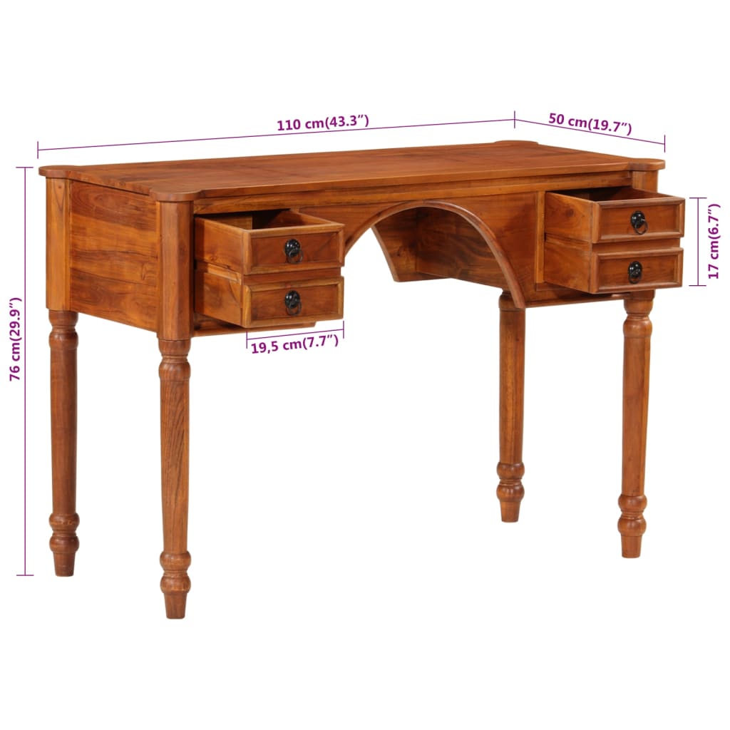 Bureau met lades 110x50x76 cm massief acaciahout is nu te koop bij PeponiXL, paradijselijk wonen!