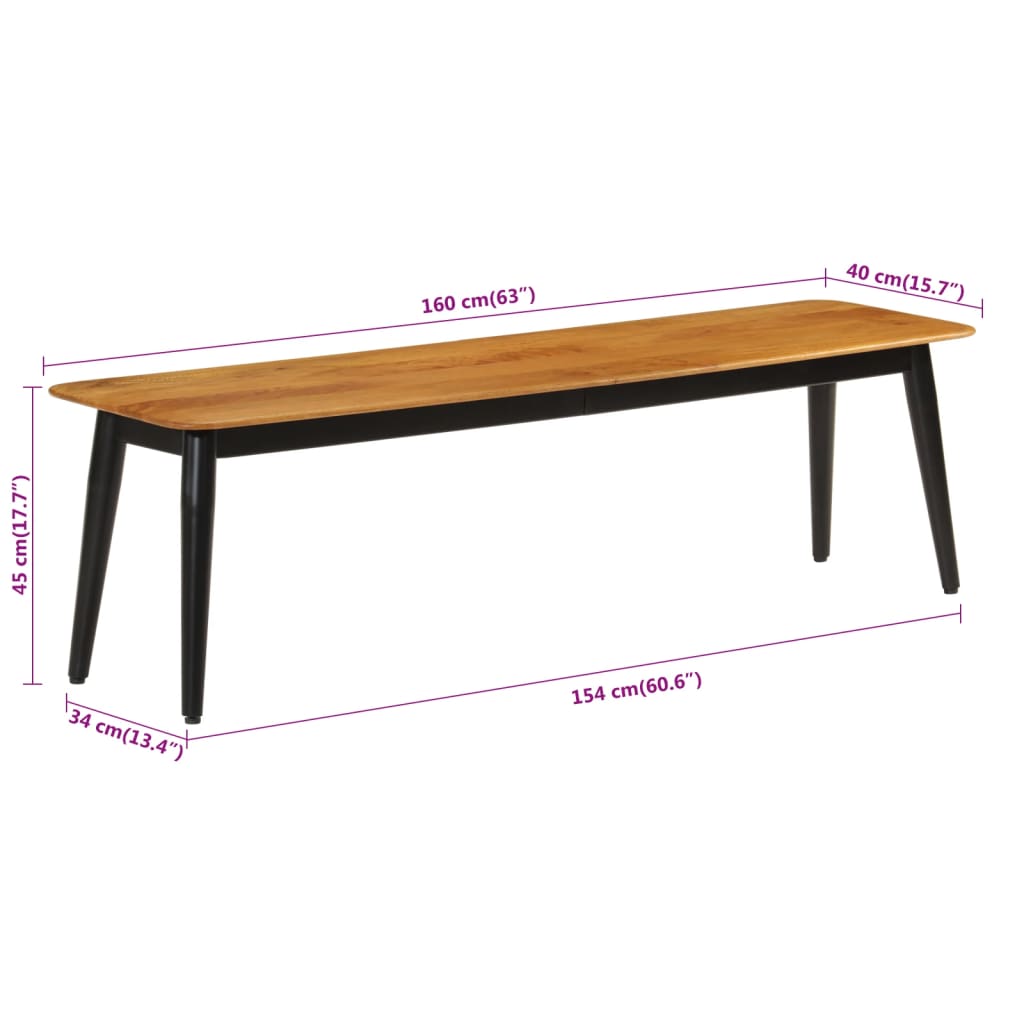 Bankje 160x40x45 cm massief mangohout en ijzer is nu te koop bij PeponiXL, paradijselijk wonen!