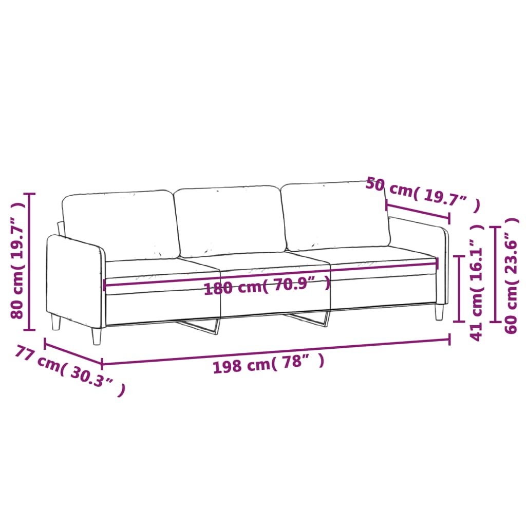 Driezitsbank 180 cm stof lichtgrijs is nu te koop bij PeponiXL, paradijselijk wonen!