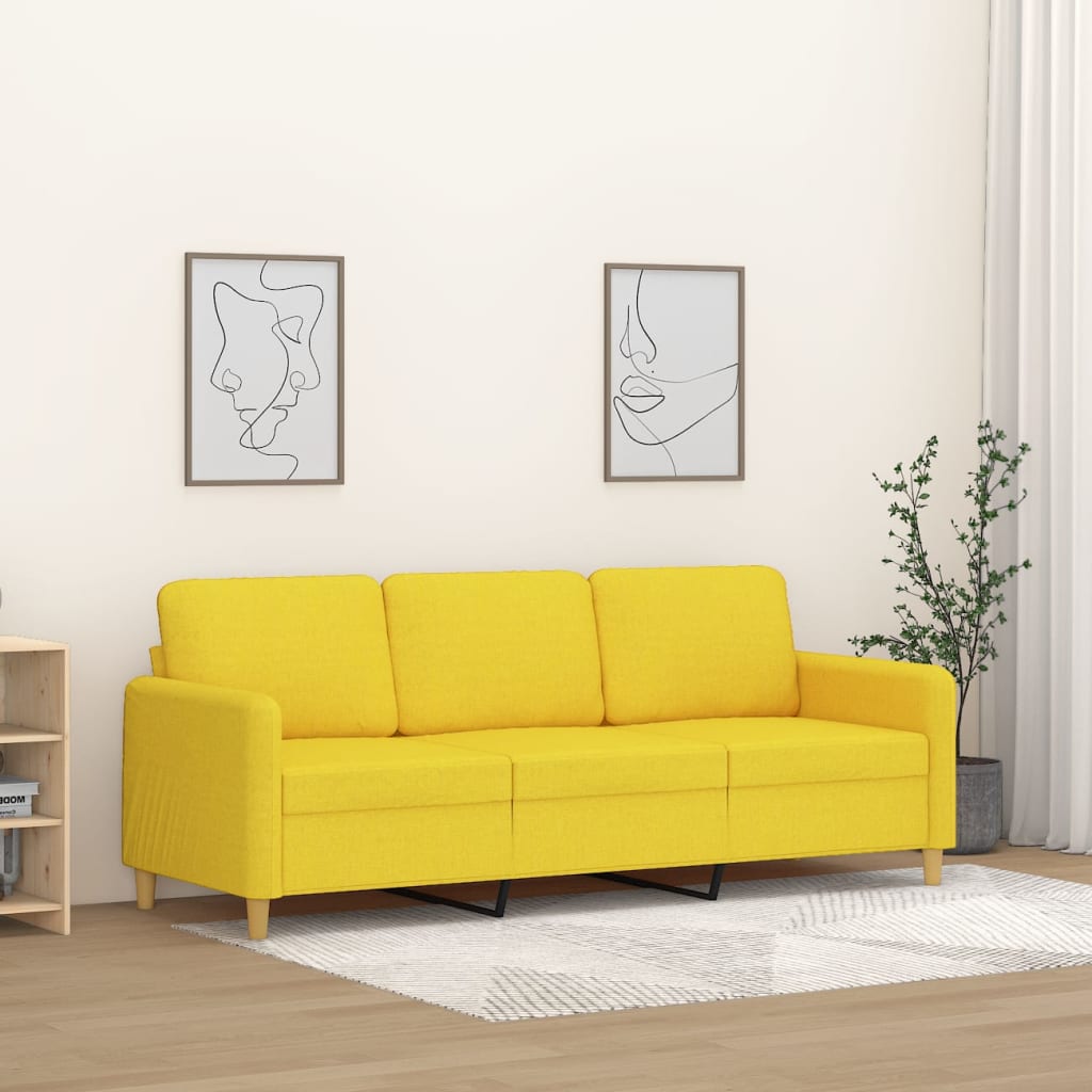 Driezitsbank 180 cm stof lichtgeel is nu te koop bij PeponiXL, paradijselijk wonen!