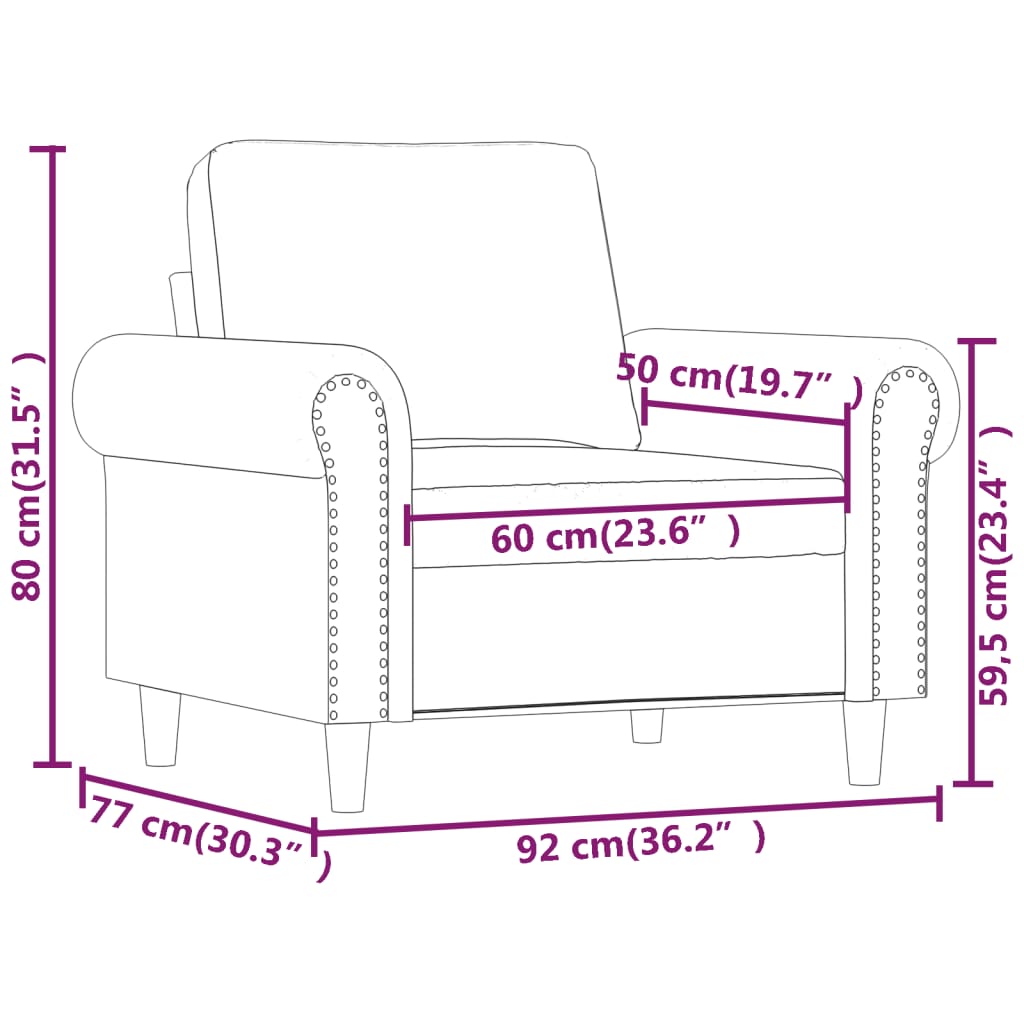 Fauteuil 60 cm kunstleer crèmekleurig is nu te koop bij PeponiXL, paradijselijk wonen!