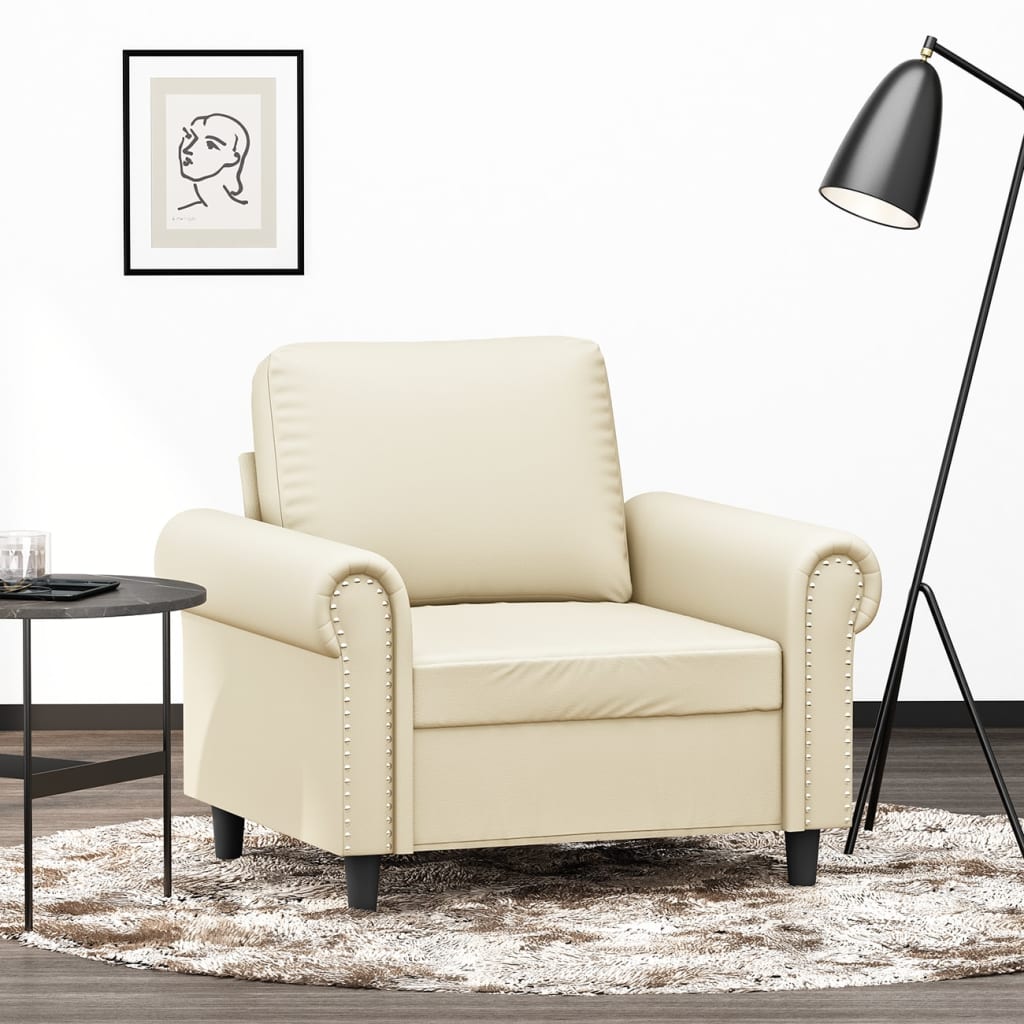 Fauteuil 60 cm kunstleer crèmekleurig is nu te koop bij PeponiXL, paradijselijk wonen!