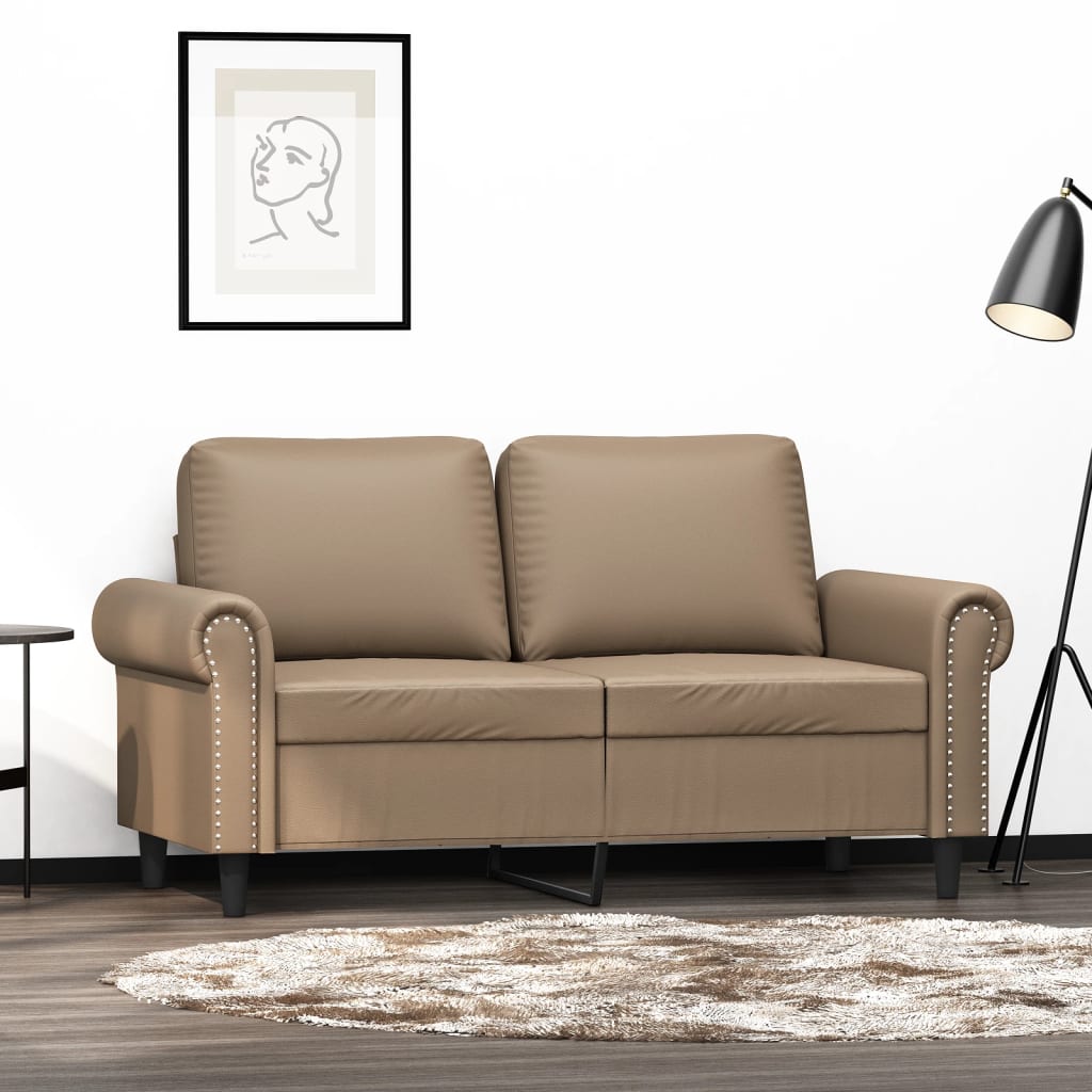 Tweezitsbank 120 cm kunstleer cappuccinokleurig is nu te koop bij PeponiXL, paradijselijk wonen!