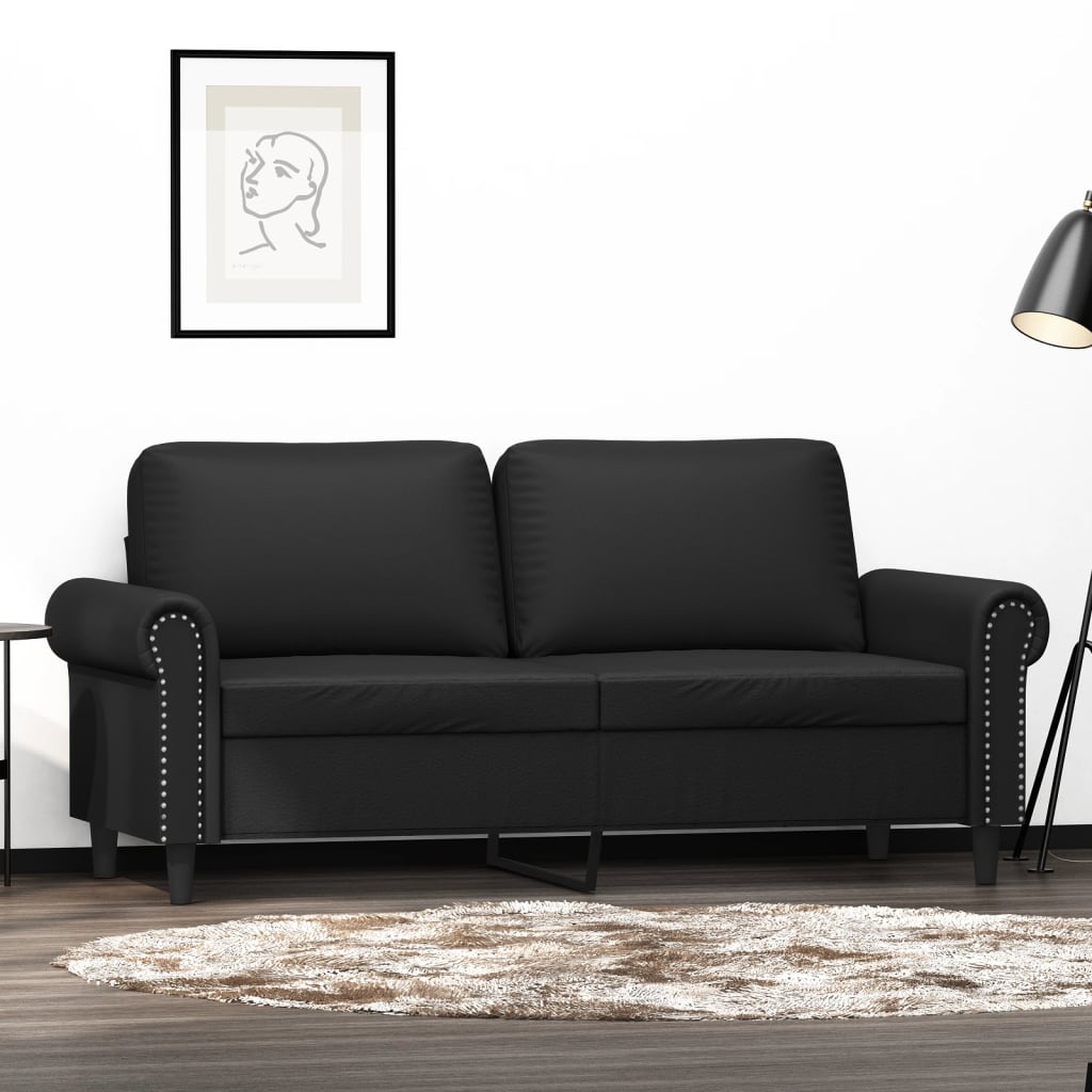 Tweezitsbank 140 cm kunstleer zwart is nu te koop bij PeponiXL, paradijselijk wonen!