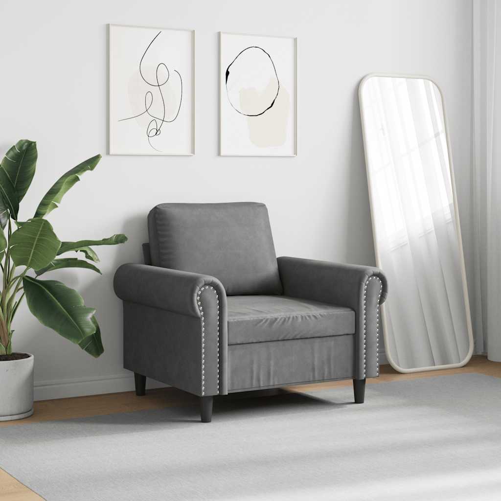 Fauteuil 60 cm fluweel donkergrijs is nu te koop bij PeponiXL, paradijselijk wonen!
