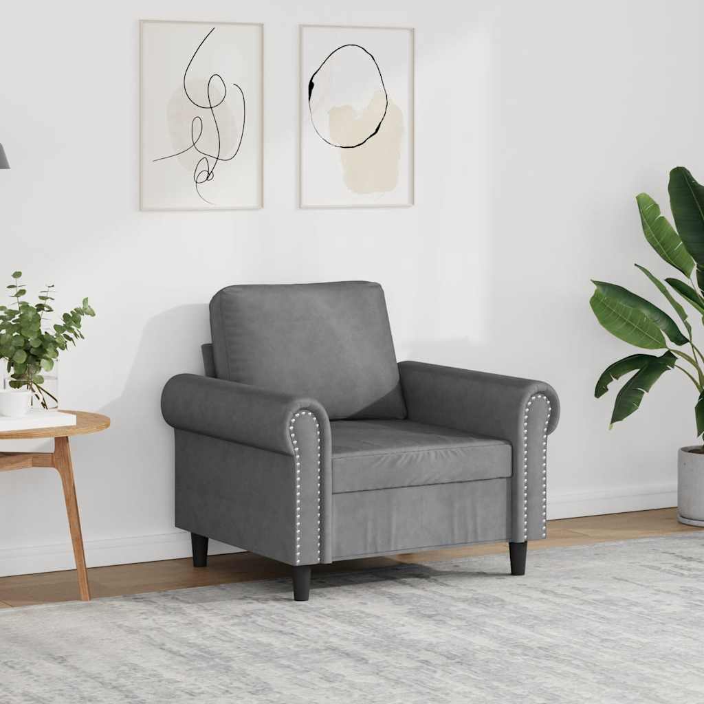 Fauteuil 60 cm fluweel donkergrijs is nu te koop bij PeponiXL, paradijselijk wonen!