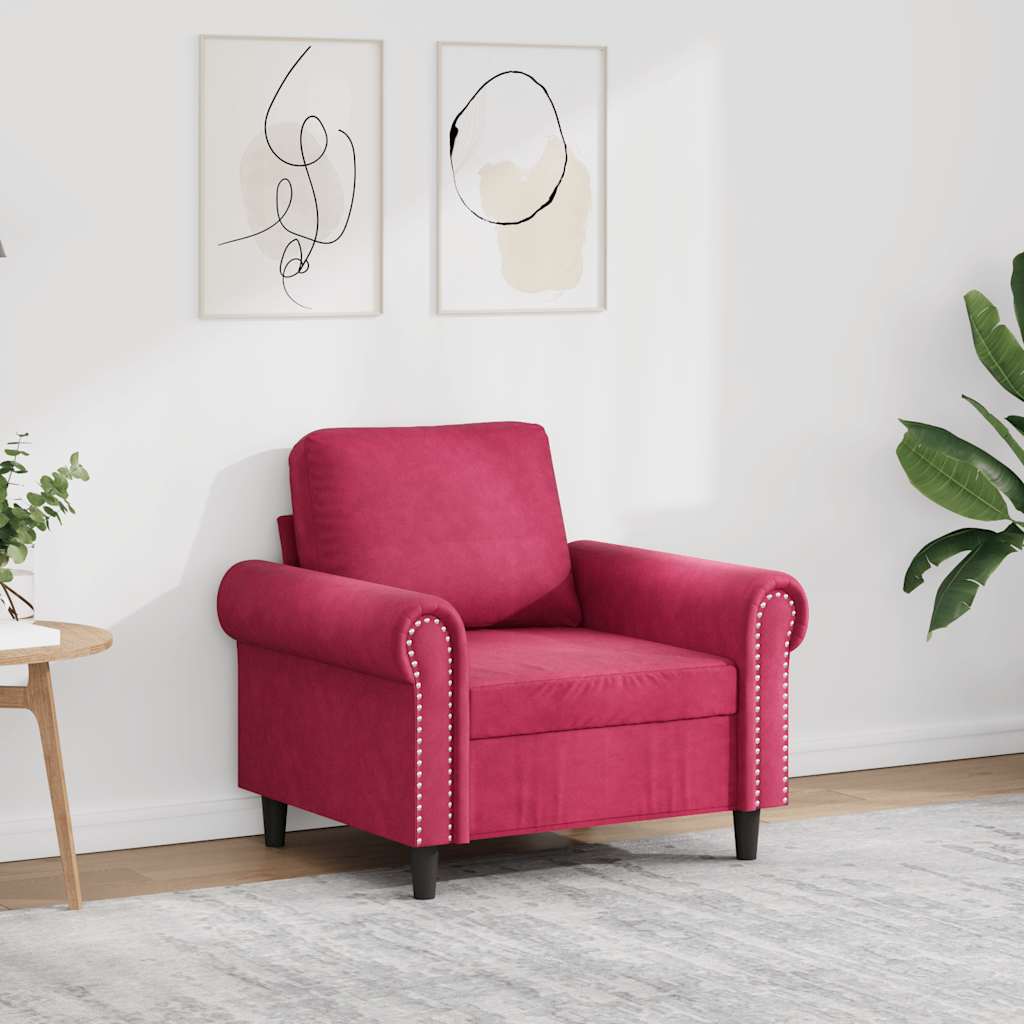 Fauteuil 60 cm fluweel wijnrood is nu te koop bij PeponiXL, paradijselijk wonen!