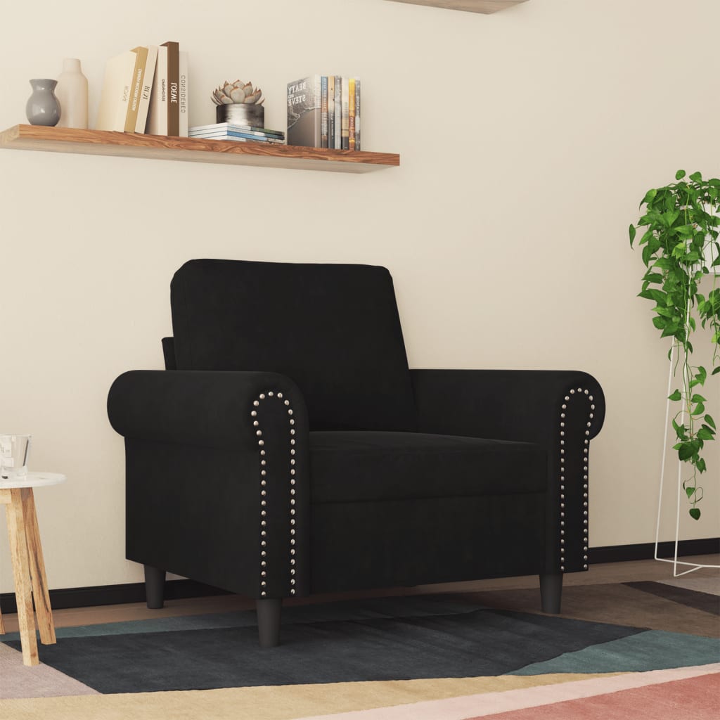 Fauteuil 60 cm fluweel zwart is nu te koop bij PeponiXL, paradijselijk wonen!