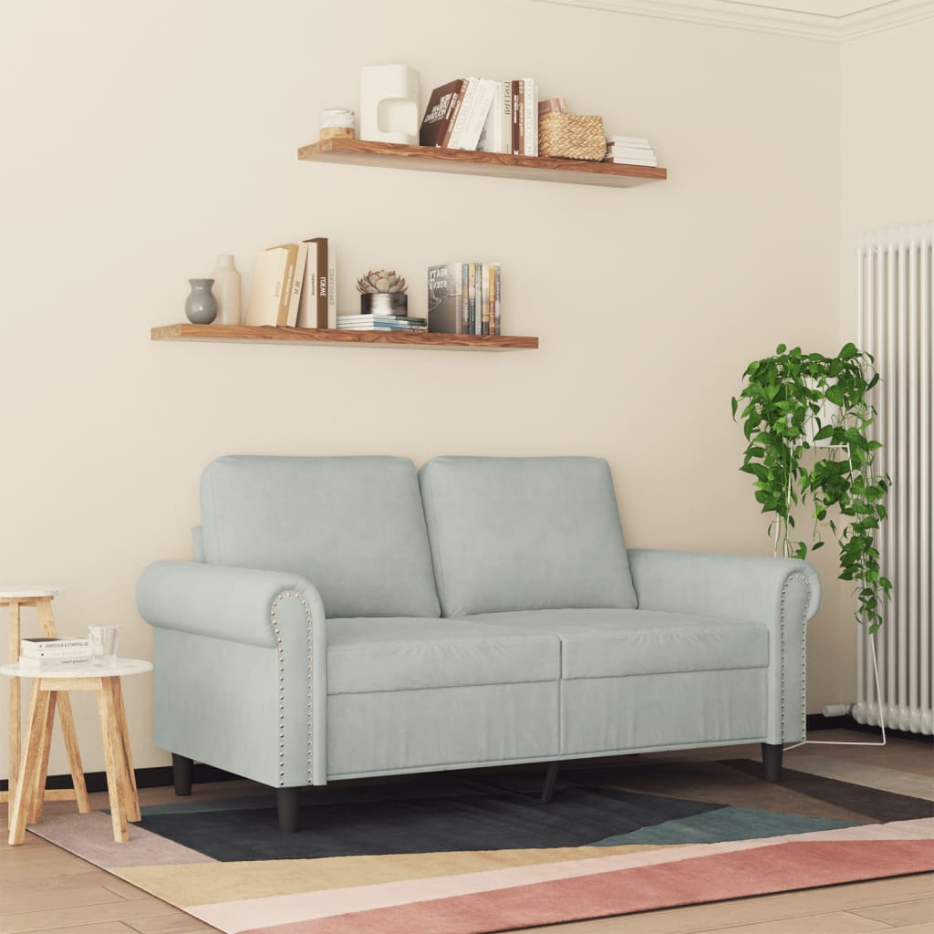 Tweezitsbank 120 cm fluweel lichtgrijs is nu te koop bij PeponiXL, paradijselijk wonen!