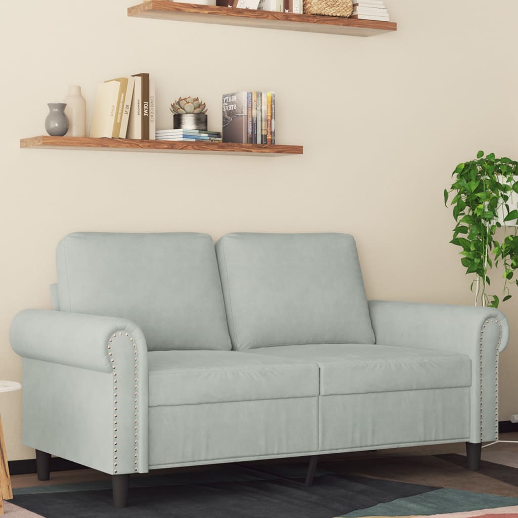 Tweezitsbank 120 cm fluweel lichtgrijs is nu te koop bij PeponiXL, paradijselijk wonen!