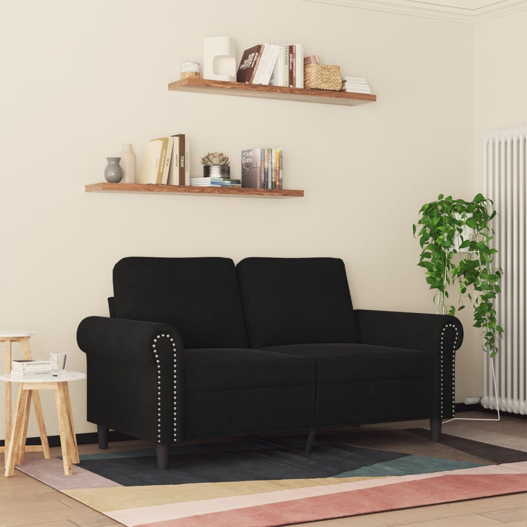 Tweezitsbank 120 cm fluweel zwart is nu te koop bij PeponiXL, paradijselijk wonen!