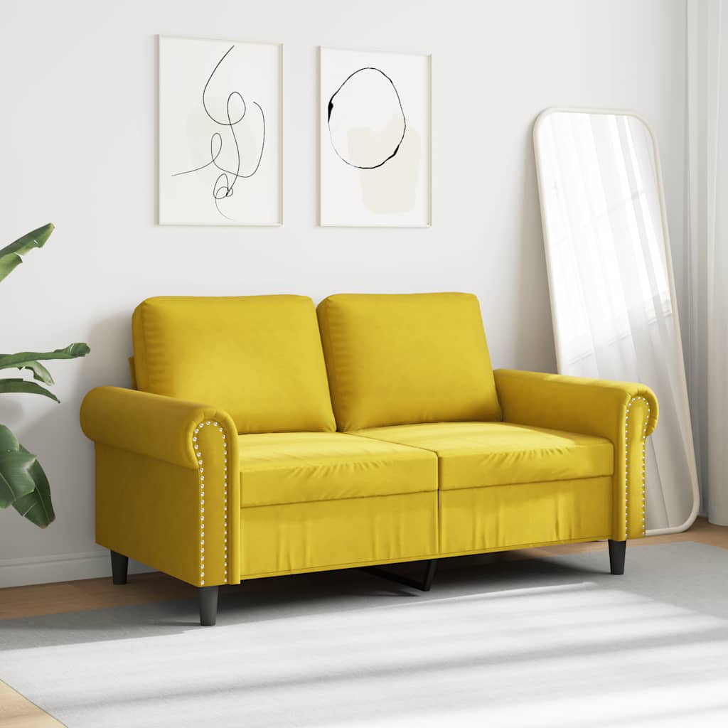 Tweezitsbank 120 cm fluweel geel is nu te koop bij PeponiXL, paradijselijk wonen!