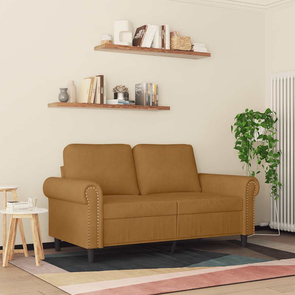 Tweezitsbank 120 cm fluweel bruin is nu te koop bij PeponiXL, paradijselijk wonen!