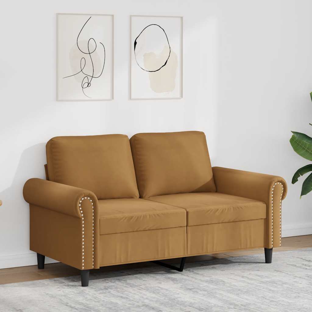 Tweezitsbank 120 cm fluweel bruin is nu te koop bij PeponiXL, paradijselijk wonen!
