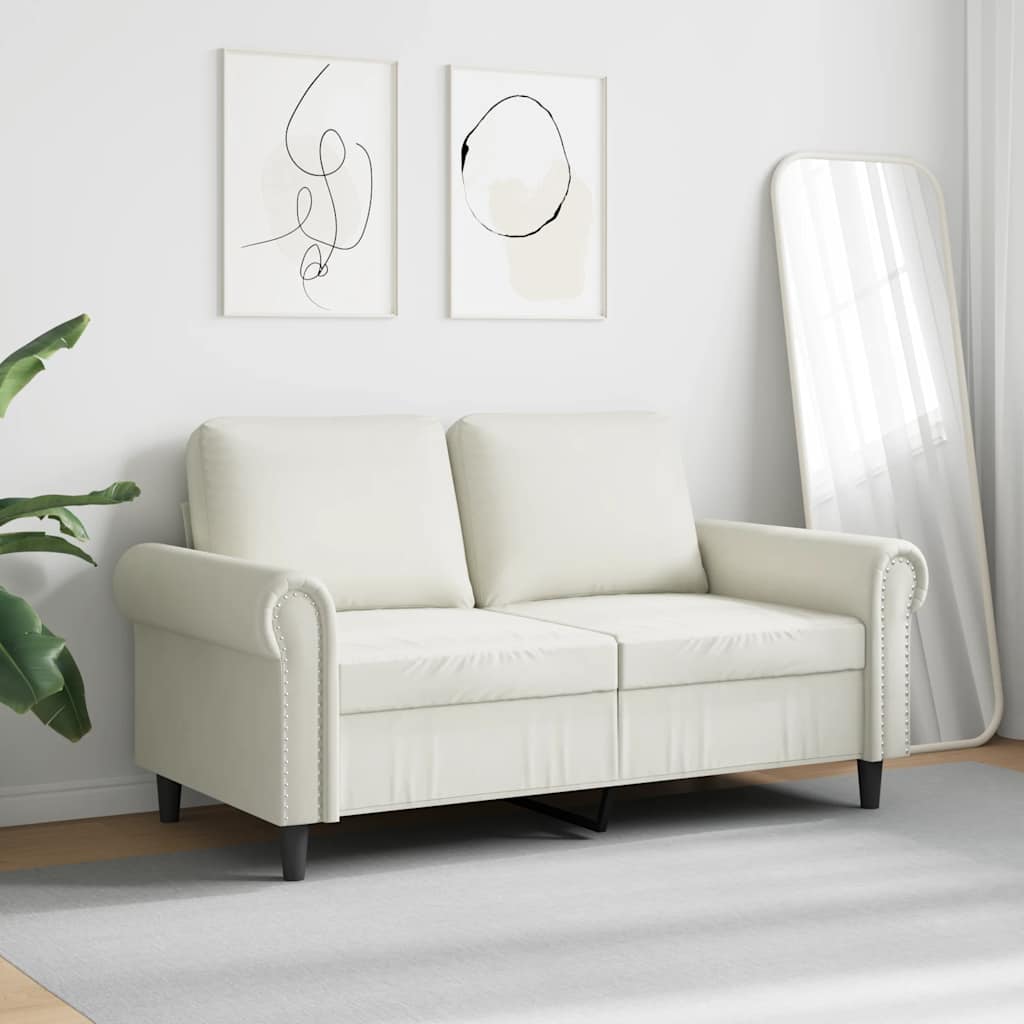 Tweezitsbank 120 cm fluweel crèmekleurig is nu te koop bij PeponiXL, paradijselijk wonen!