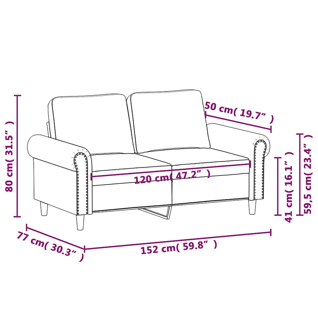 Tweezitsbank 120 cm fluweel crèmekleurig is nu te koop bij PeponiXL, paradijselijk wonen!