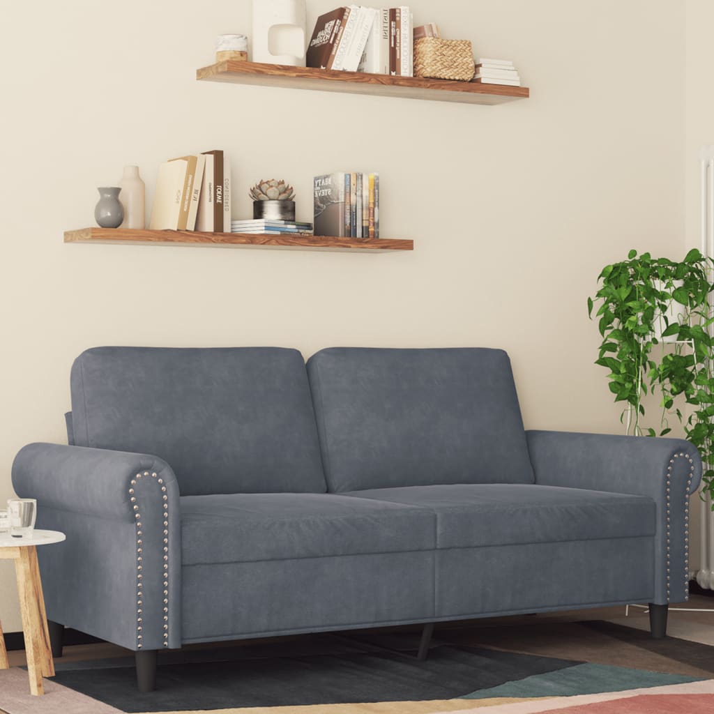 Tweezitsbank 140 cm fluweel donkergrijs is nu te koop bij PeponiXL, paradijselijk wonen!