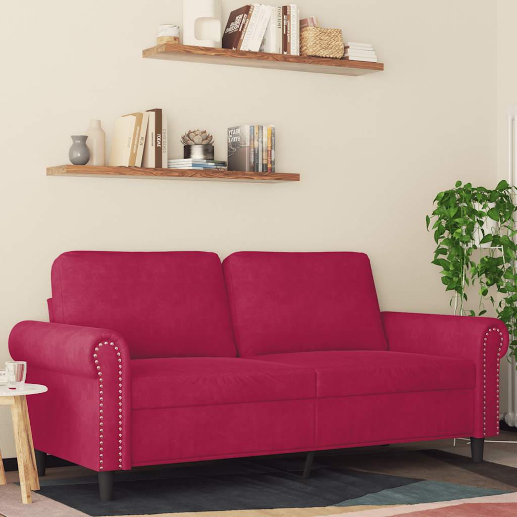 Tweezitsbank 140 cm fluweel wijnrood is nu te koop bij PeponiXL, paradijselijk wonen!