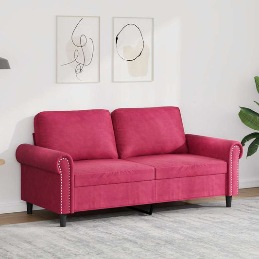 Tweezitsbank 140 cm fluweel wijnrood is nu te koop bij PeponiXL, paradijselijk wonen!