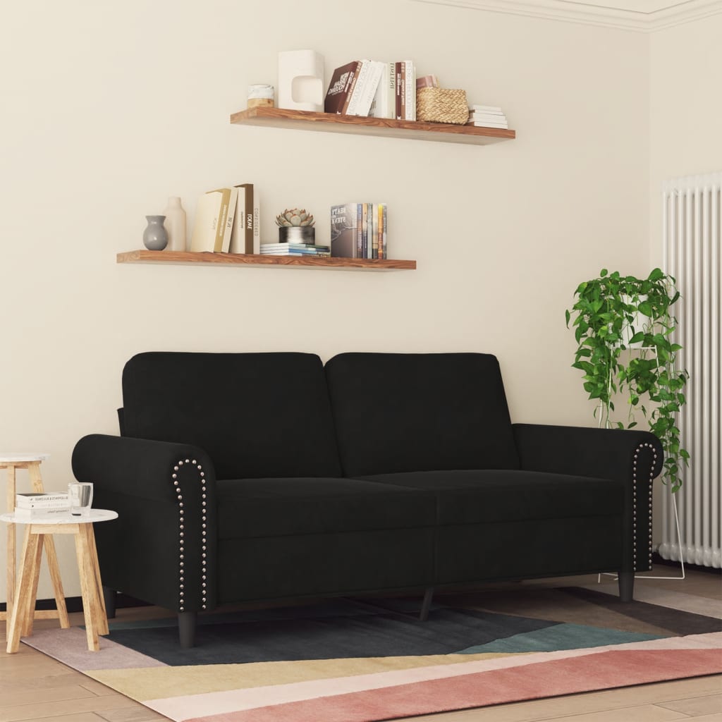Tweezitsbank 140 cm fluweel zwart is nu te koop bij PeponiXL, paradijselijk wonen!