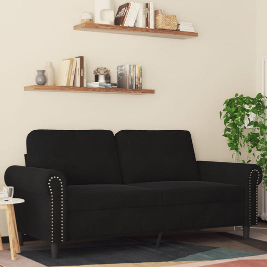 Tweezitsbank 140 cm fluweel zwart is nu te koop bij PeponiXL, paradijselijk wonen!